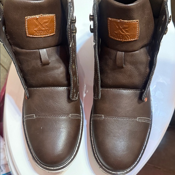 Men's Brown Leather- Like Boots - Picture 2 of 8